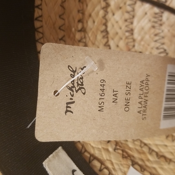 💕MICHAEL STARS💕 Raffia Embroidered A La Playa Straw Floppy Hat NWT - Picture 8 of 11